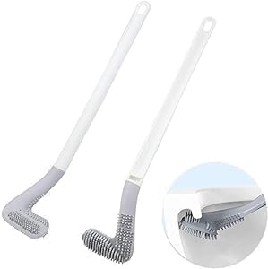 ISB Pack of 2- 360° Long Handle, Flexible Bendable Silicone Toilet Brush.