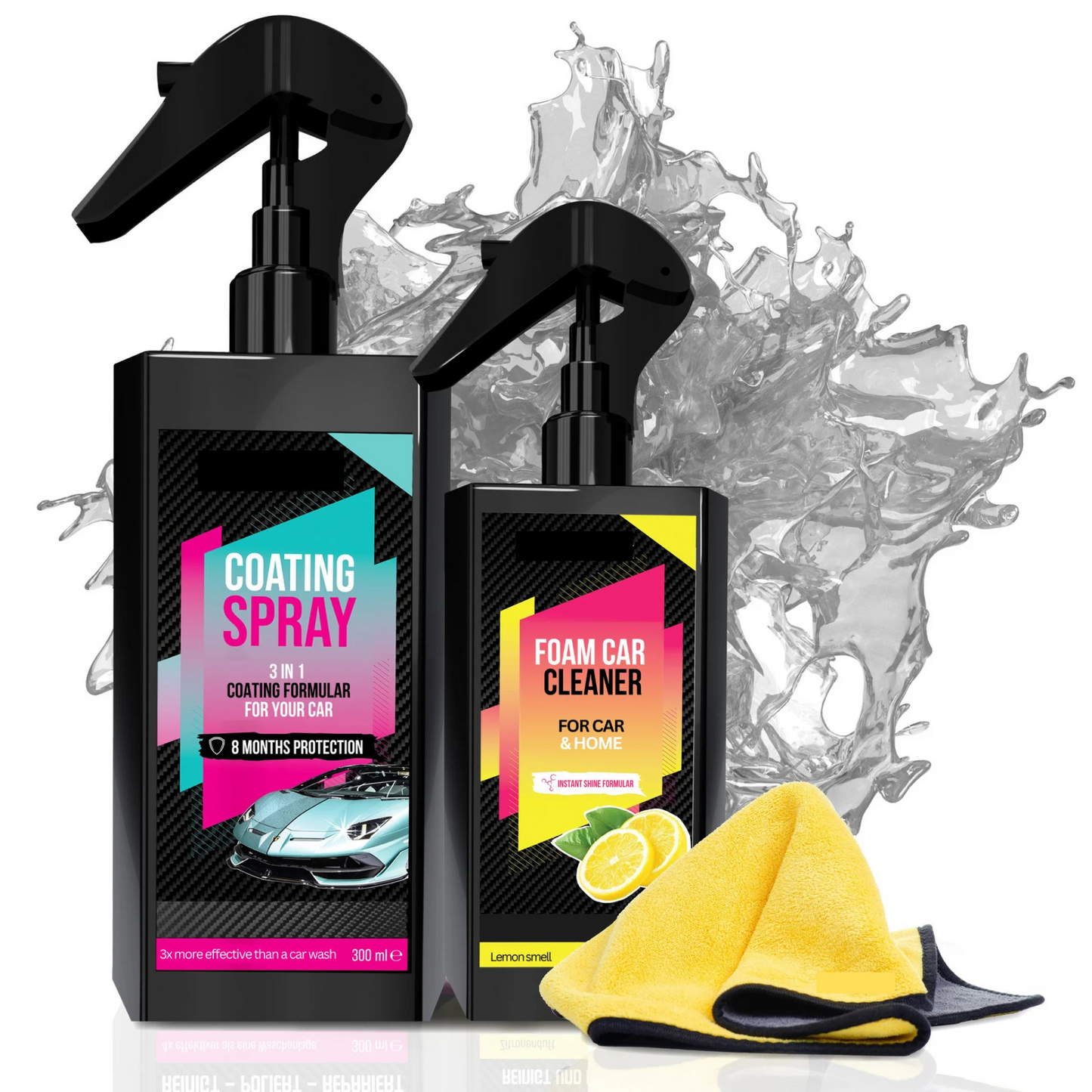 CarShine X – German Tech Foam Cleaner & Protective Coating Combo