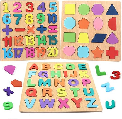 3-in-1 Smart Wooden Educational Learning Board – Numbers, Letters & Colors