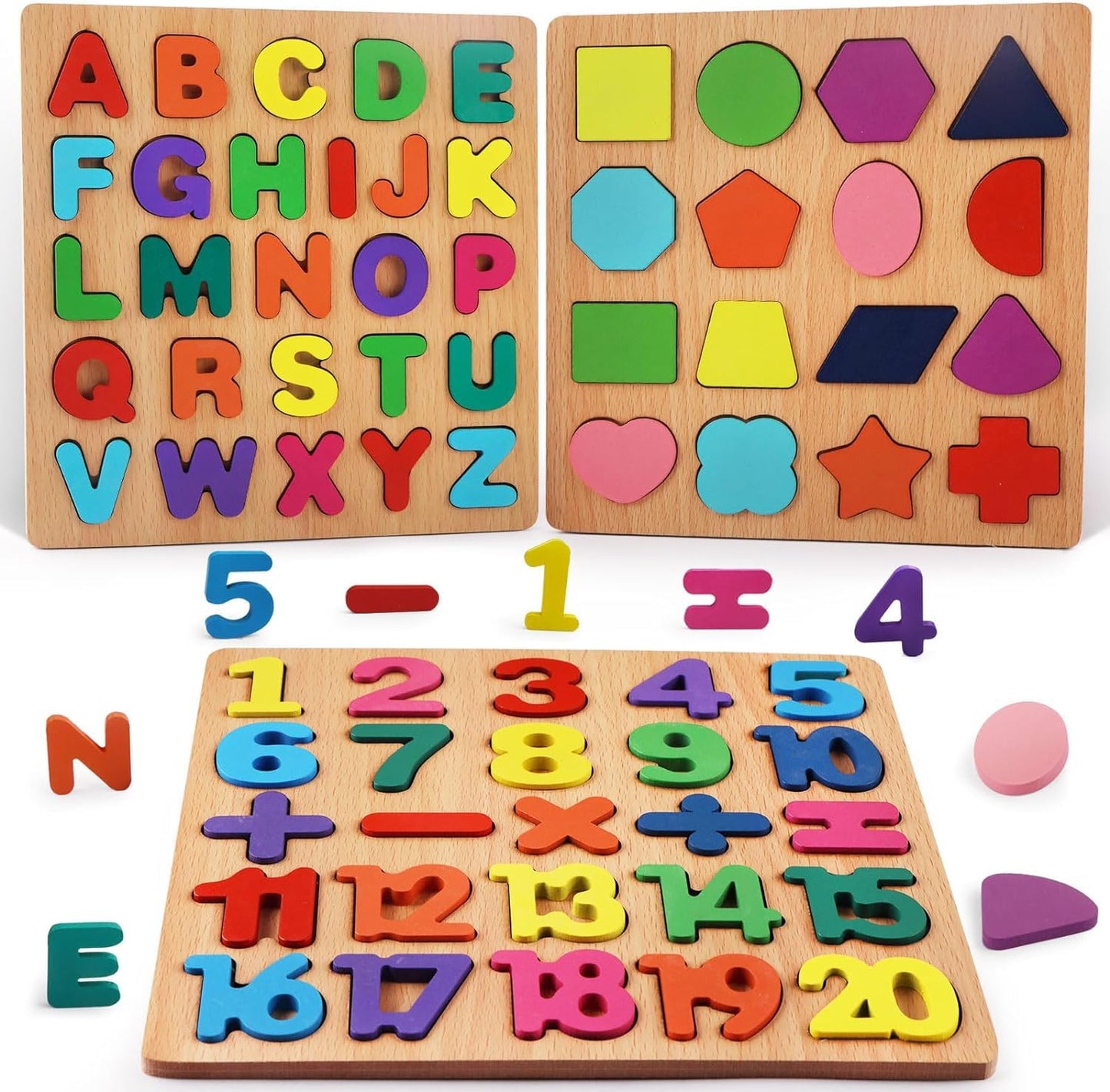 3-in-1 Smart Wooden Educational Learning Board – Numbers, Letters & Colors