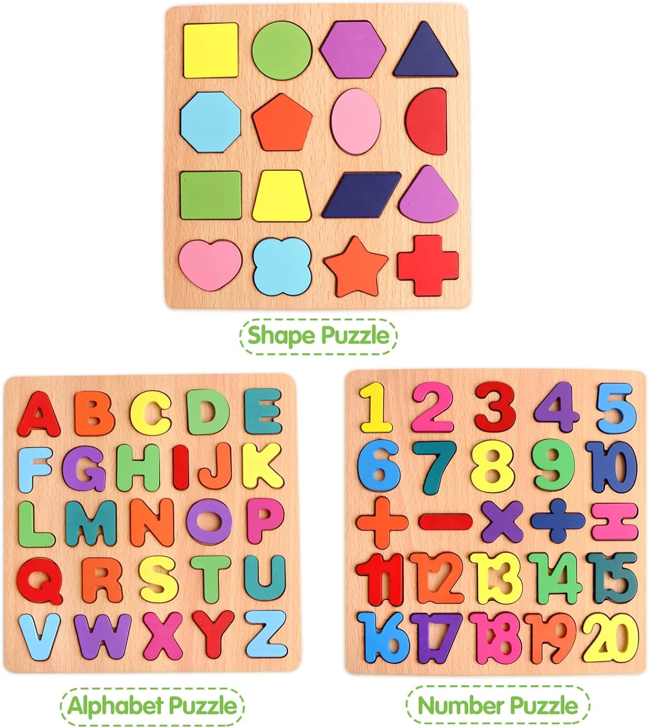 3-in-1 Smart Wooden Educational Learning Board – Numbers, Letters & Colors