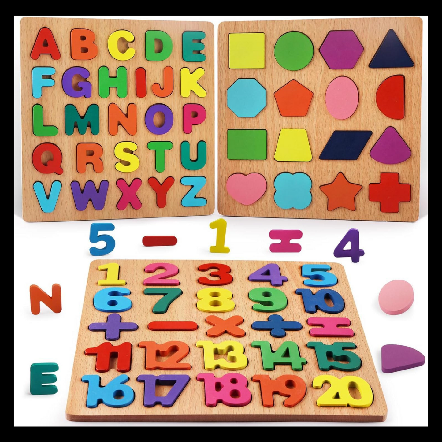 3-in-1 Smart Wooden Educational Learning Board – Numbers, Letters & Colors